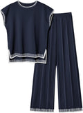 Ekouaer Womens Knit Sweater Set - 2-Piece Pullover Top & Wide Leg