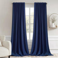 MIULEE Navy Blue Back Tab Blackout Curtain 96 in Panel Set - Elegant