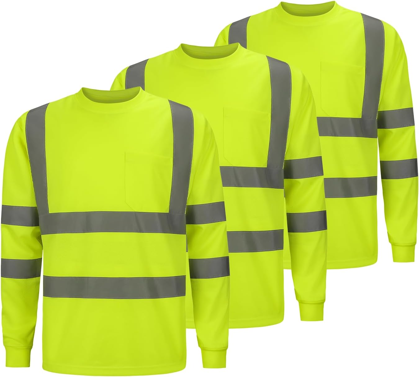 High Visibility Safety Shirts for Men - Reflective Long Sleeve