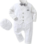 HOSUKKO Baby Boy Suit One-Piece Romper with Beret & Bowtie - Dressy
