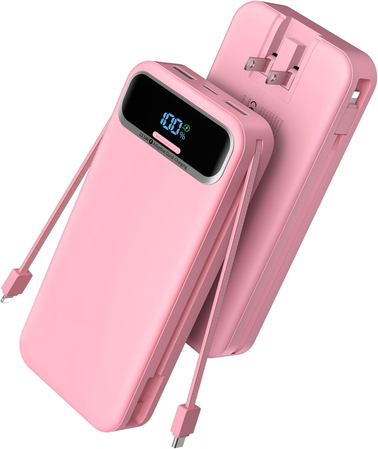 Portable Charger Power Bank with Built-in Cables for Fast Charging