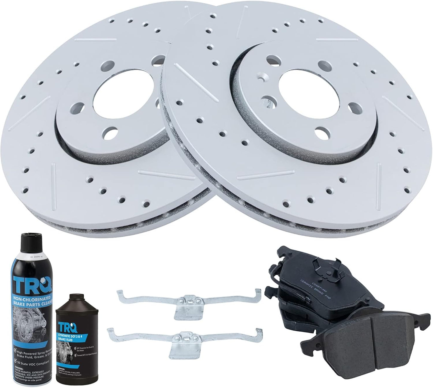 TRQ Front Performance Brake Pad & Rotor Kit for Volkswagen Models