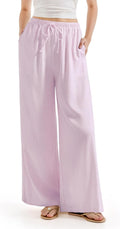 Wide Leg Linen Pants High Waisted Palazzo - Comfortable Summer Lounge