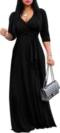 Women's 2025 Maxi Dress Solid Color Bohemian V-Neck - Comfortable