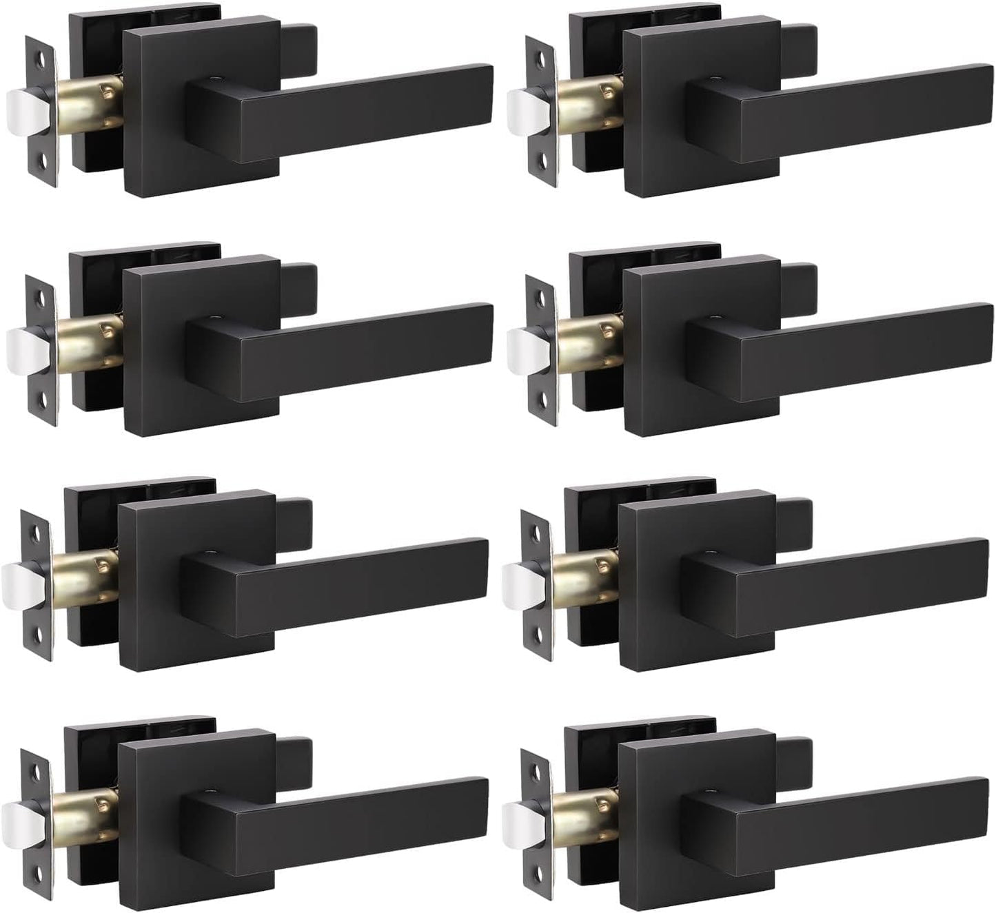 KNOBWELL 8 Pack Black Door Handles for Easy Installation and Use