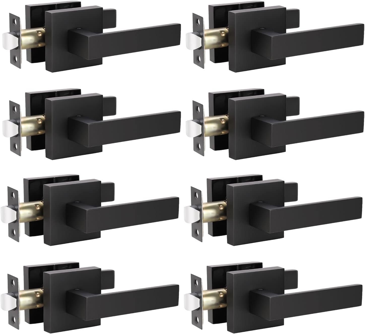 KNOBWELL 8 Pack Black Door Handles for Easy Installation and Use