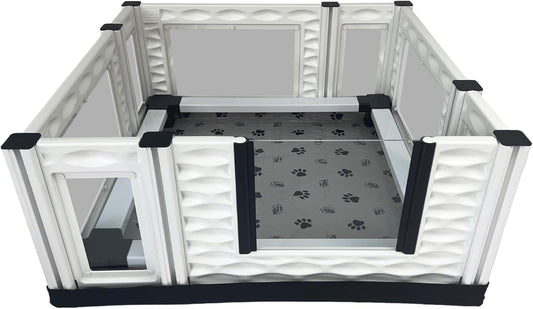 EZclassic Whelping Box for Dogs with Rails and Windowed Walls