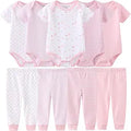 Kiddiezoom Baby Layette Set 9-Piece Bodysuits Pants Set - Soft Cotton