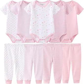 Kiddiezoom Baby Layette Set 9-Piece Bodysuits Pants for Boys