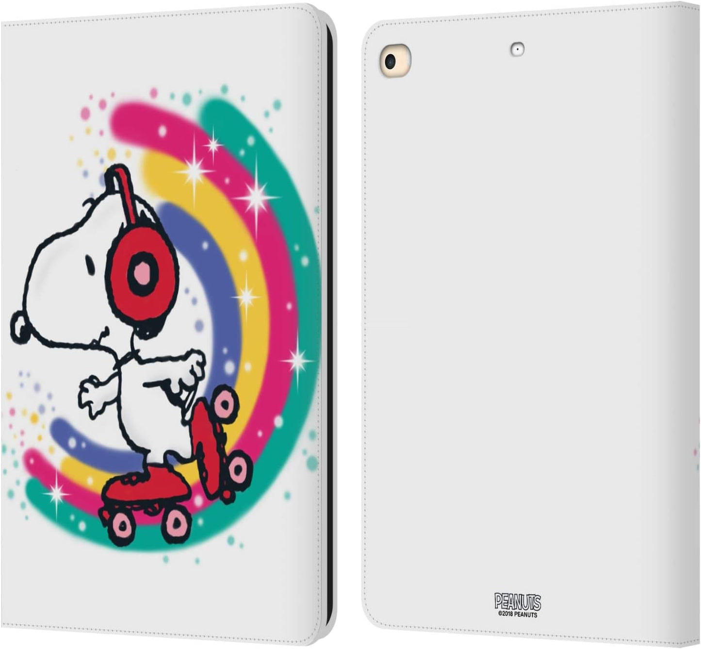 Peanuts Colourful Skating Snoopy Leather Wallet Case for iPad