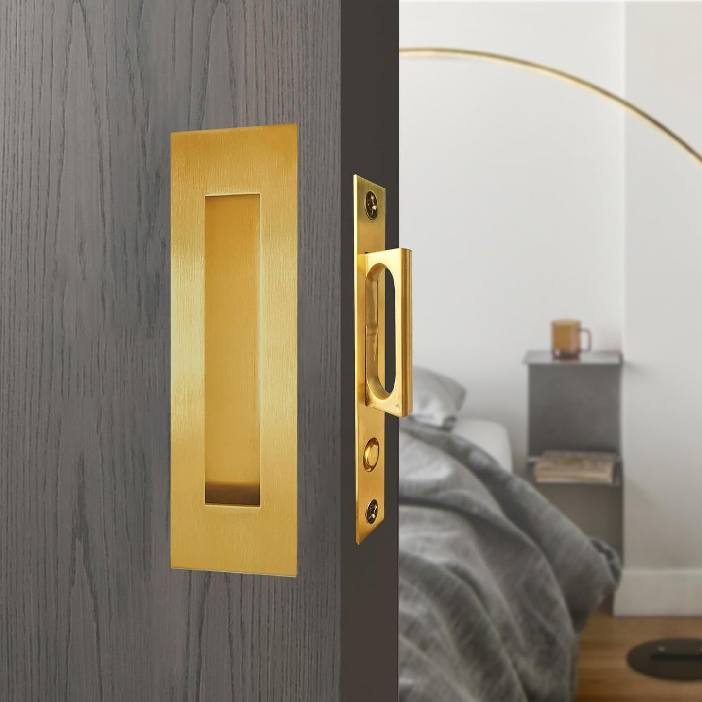 Recessed Finger Flush Pulls for Sliding Closet Doors - Gold