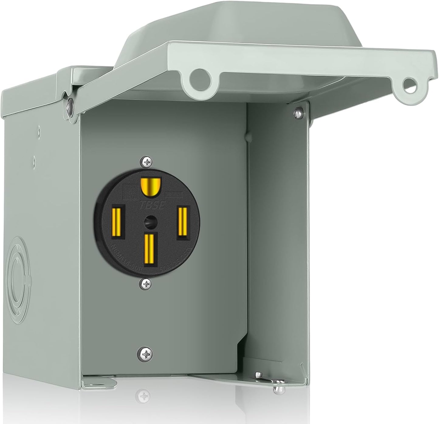 50 Amp RV Outlet Box with Lockable Cover for Safe Charging