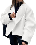 Tankaneo Womens Oversized Cropped Pea Coat - Cozy Casual Short Jacket