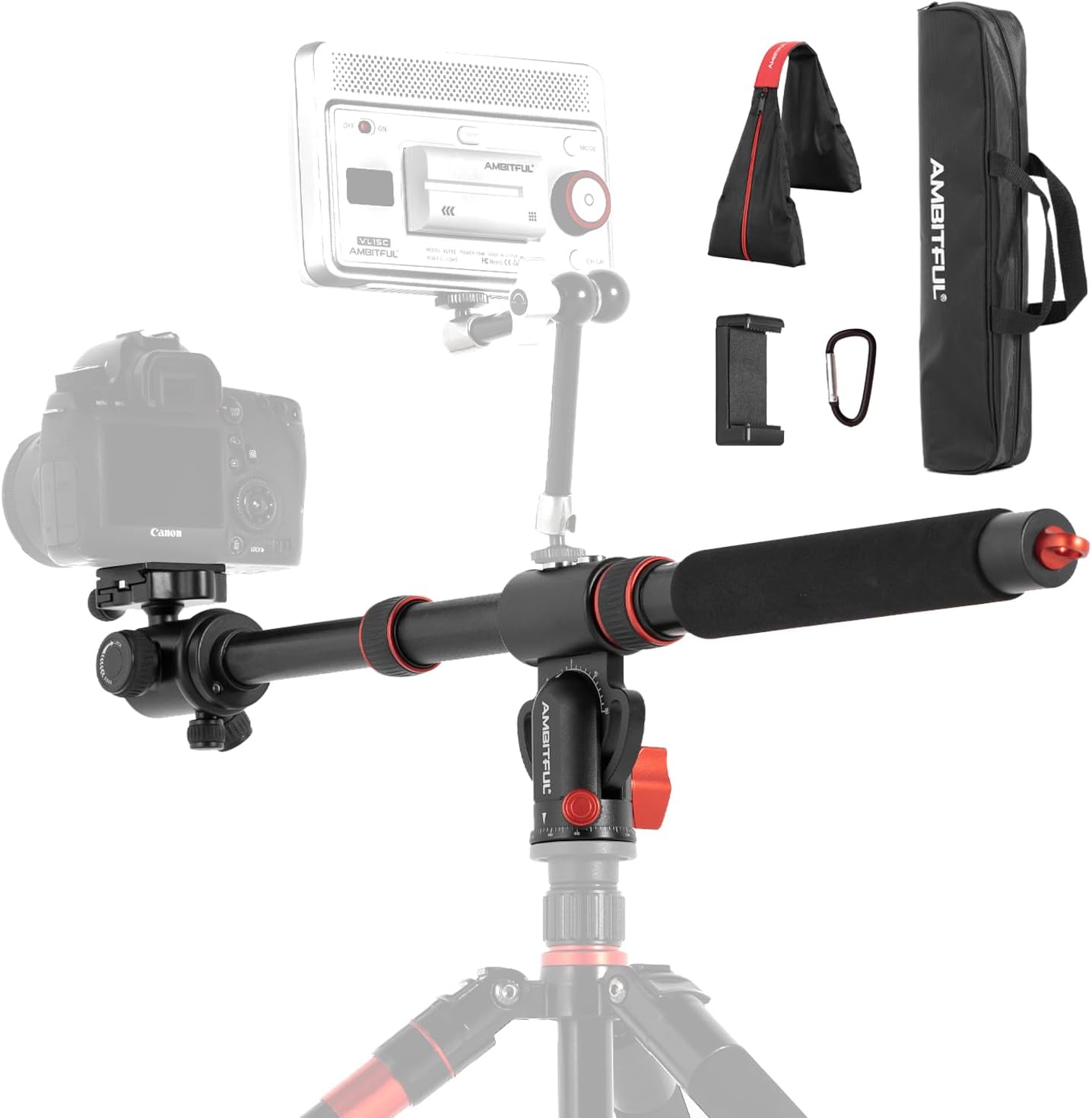 AMBITFUL 42in Heavy Duty Aluminum Tripod Boom Arm for Photography