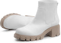 FITORY Womens Chelsea Boots with Chunky Mid Heel - Comfy Slip On