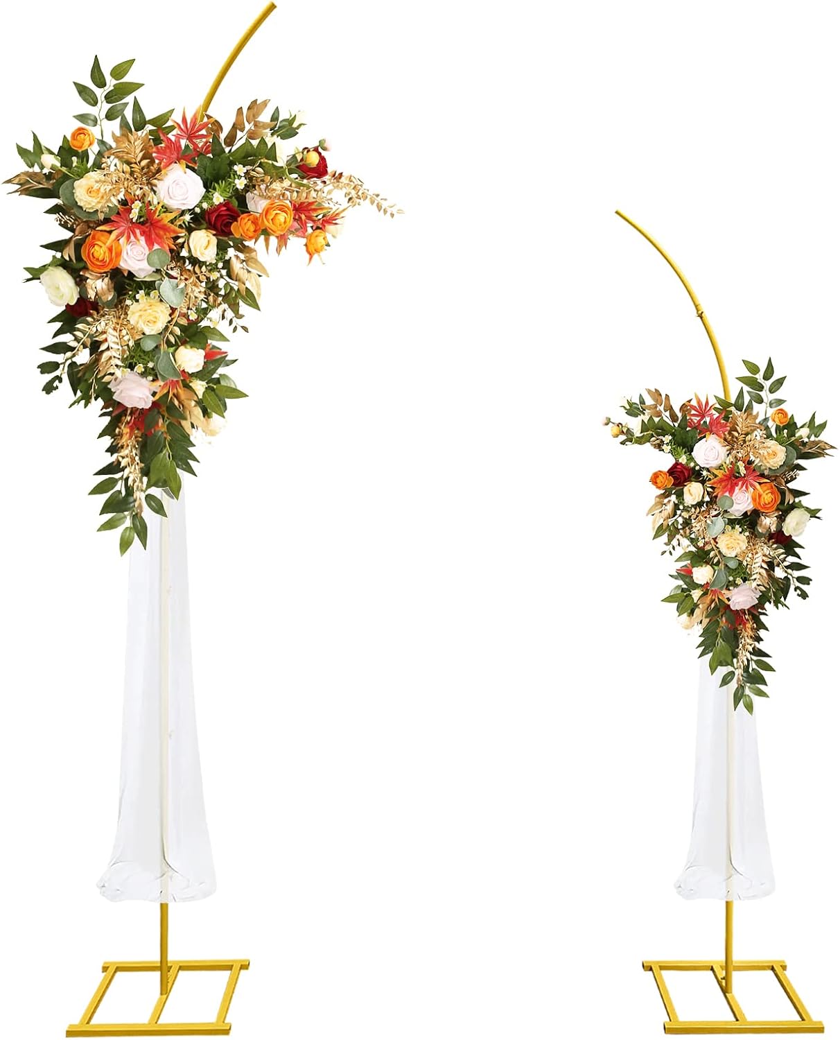 Metal Wedding Arch Stand Set of 2 Gold Curved Top Arches