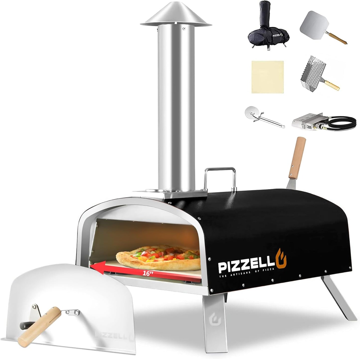 Propane Pizza Oven with Wood Fired Option for Outdoor Cooking