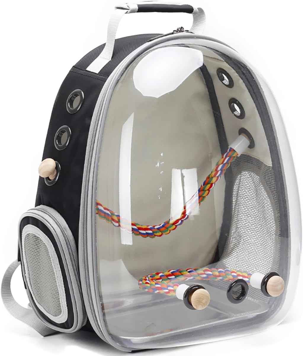 Bird Travel Carrier Cage for Parakeets and Cockatiels - Clear Capsule