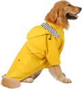 Dog Raincoat Poncho Double Layer Zip Rain Jacket with Removable Hood
