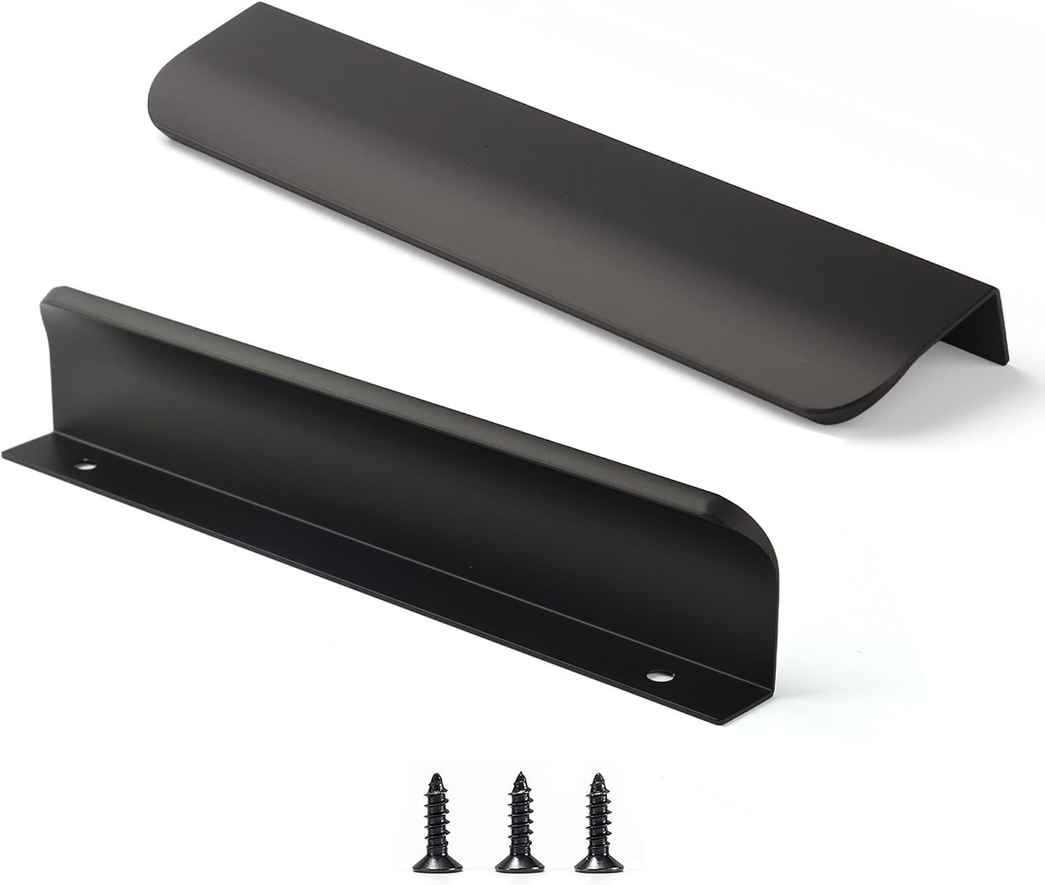 Edge Black Finger Pulls for Cabinets - Modern Concealed Drawer Handles