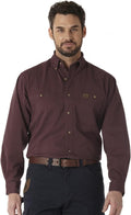 Burgundy Twill Men's Work Shirt - Wrangler Riggs Workwear