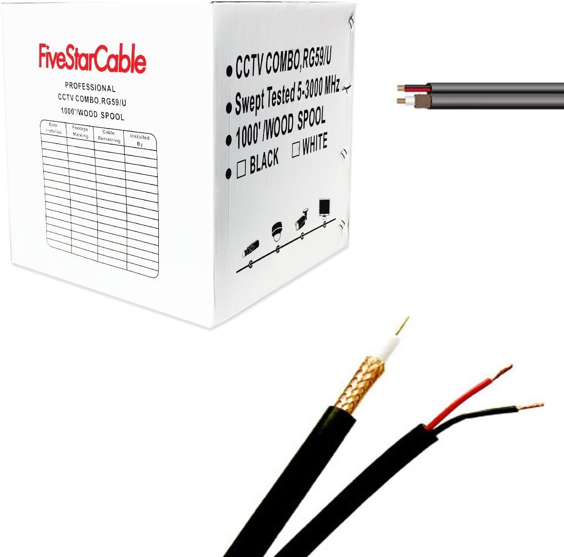 RG59 1000 ft. Siamese Coaxial CCTV Cable for Seamless Installations