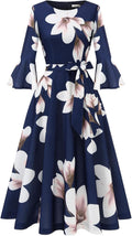 Women's Bell Sleeve Midi Dress for Wedding Guests - Vintage Fit