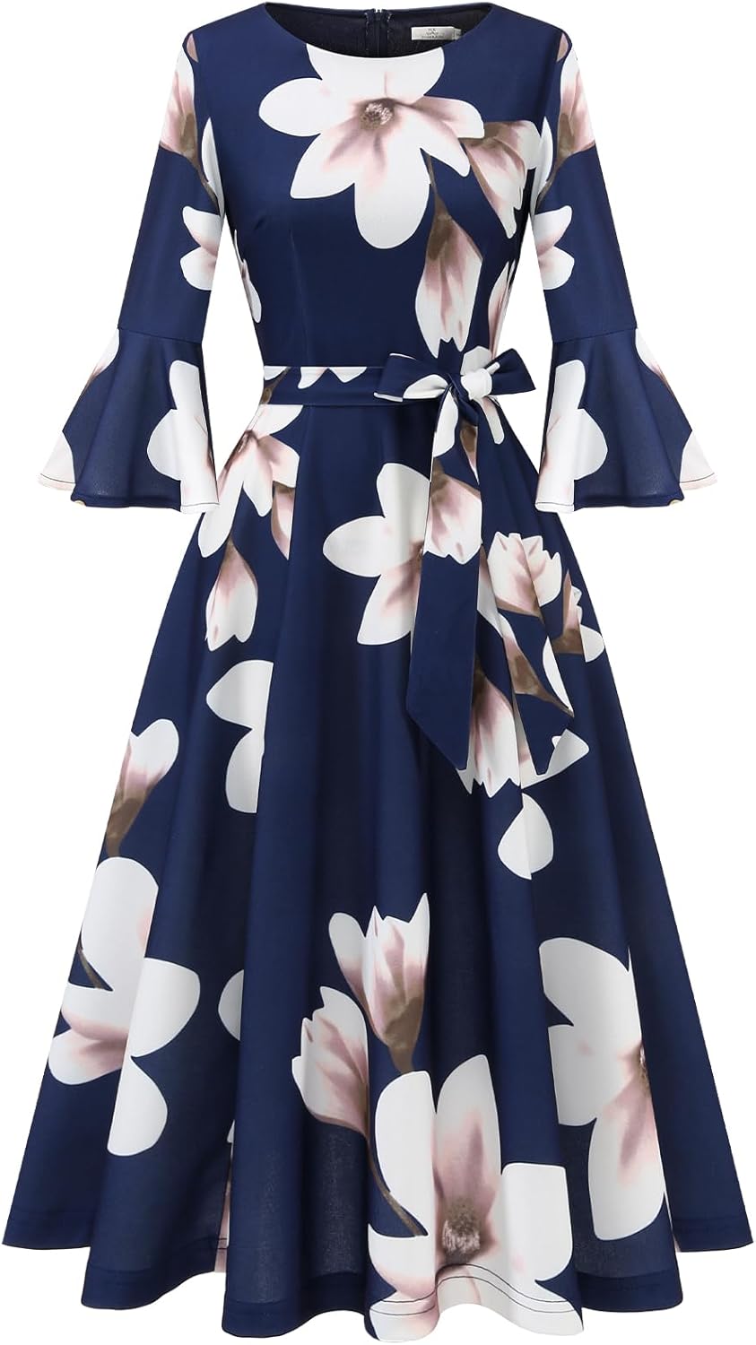 Vintage Evening Dress for Women: Bell Sleeve Cocktail Style