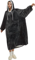 Wearable Blanket Hoodie for Women Dark Grey - Oversized Sherpa Comfort