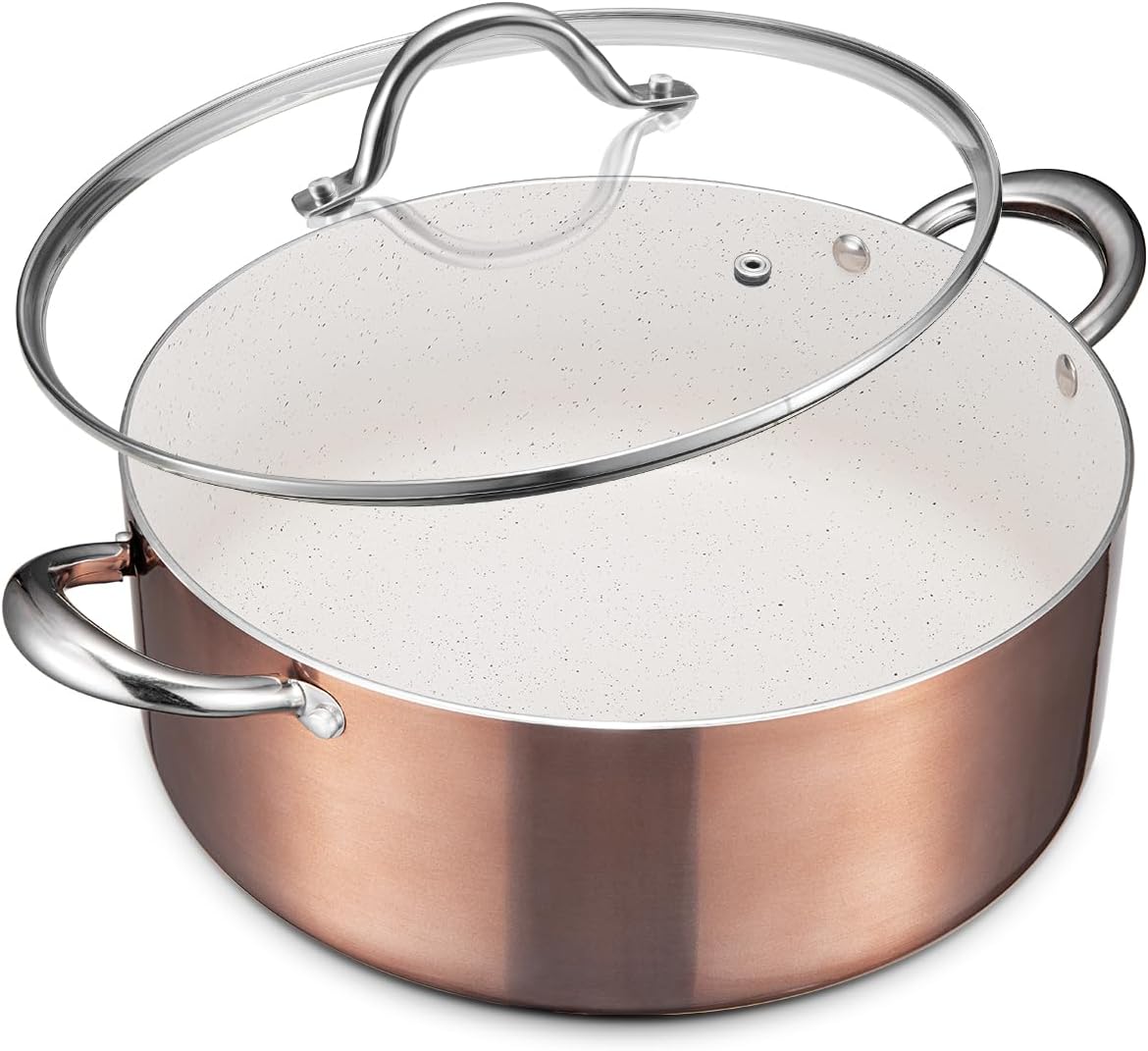 BEZIA Large 8 Quart Nonstick Cooking Pot for All Stovetops