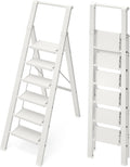 6 Step Ladder Aluminum Folding Step Stool with Handgrip - Lightweight