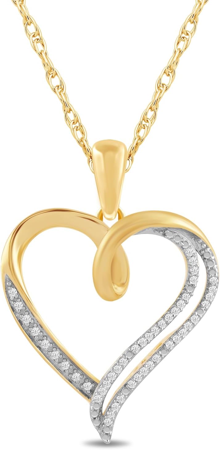 Sterling Silver Diamond Heart Pendant Necklace for Timeless Elegance