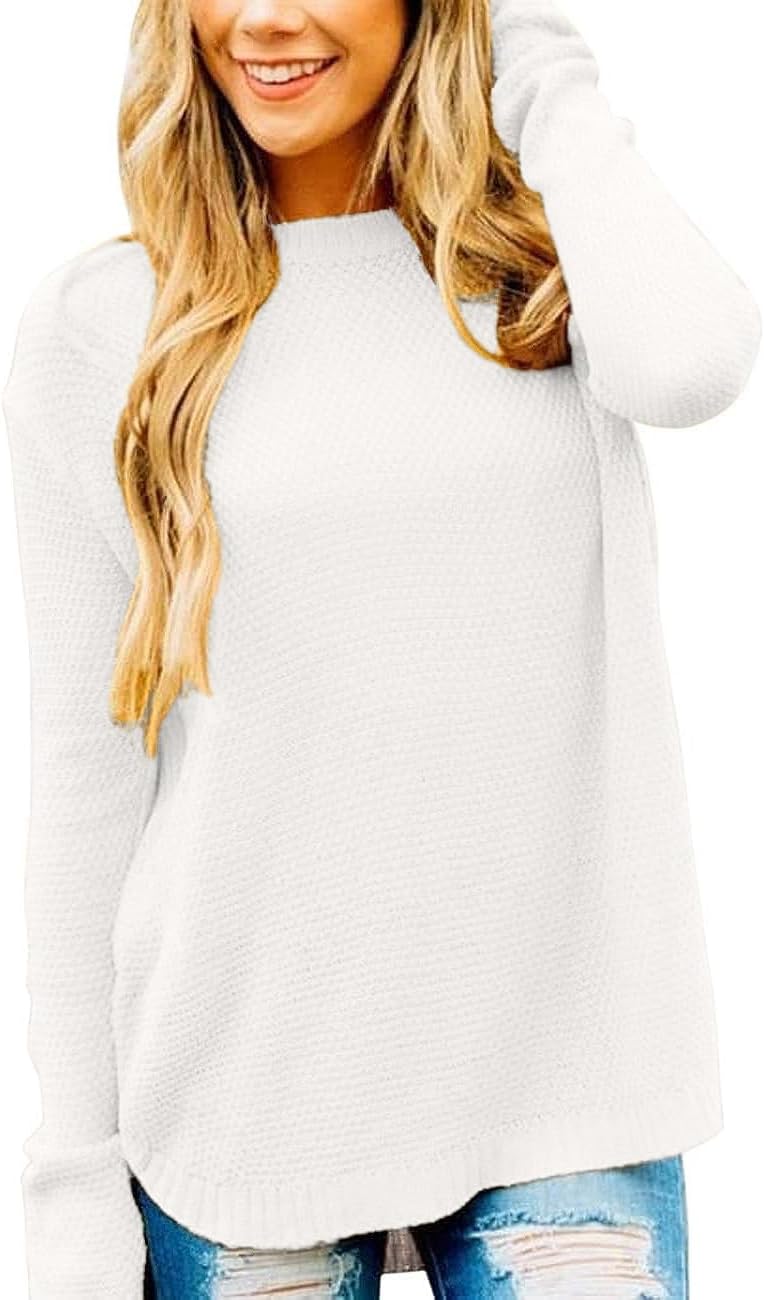 MEROKEETY Women's Oversized Crew Neck Knit Pullover Sweater