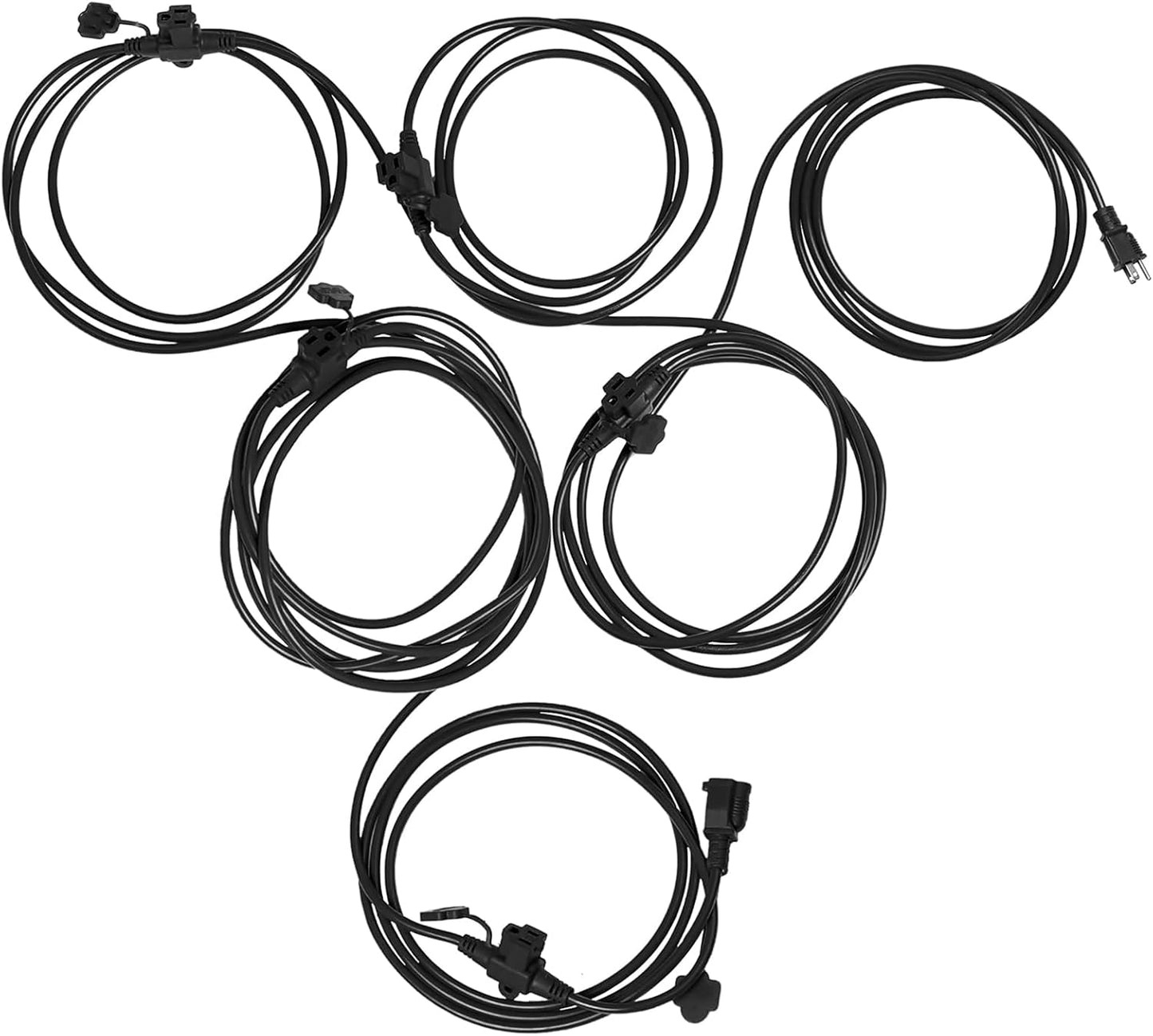 Eversimpleinc Black Outdoor Extension Cord with 6 Outlets