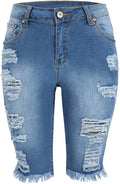 THUNDER STAR Womens Denim Ripped Bermuda Shorts for Summer Fun