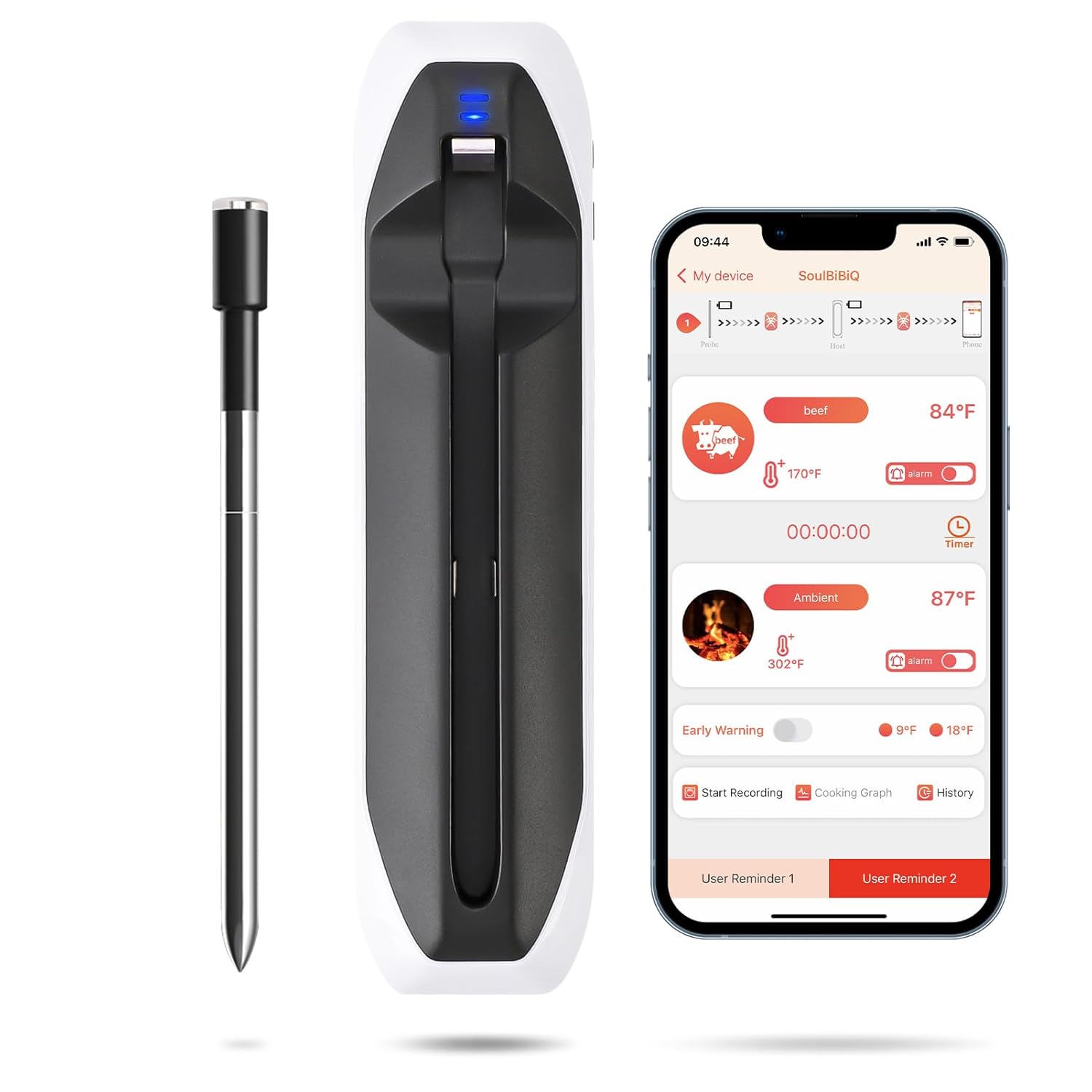 Wireless Bluetooth Meat Thermometer - Remote BBQ Mastery!