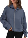 AUTOMET Womens Zip Up Hoodies Fleece Jacket - Warm Oversized Crop