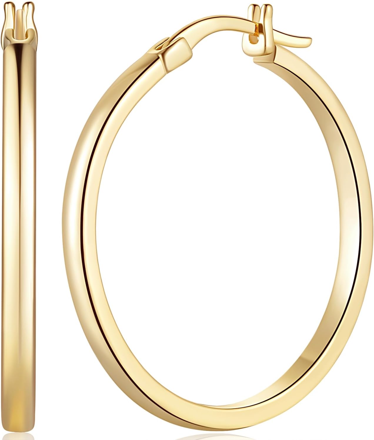 Gold Hoop Earrings 14K Lightweight Hoops for Women 20/30/40mm