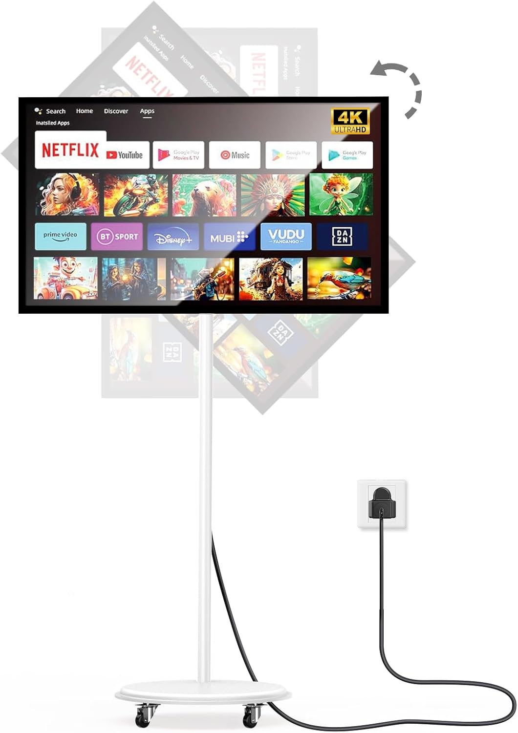 43 Inch Portable TV on Wheels for Ultimate Home Entertainment