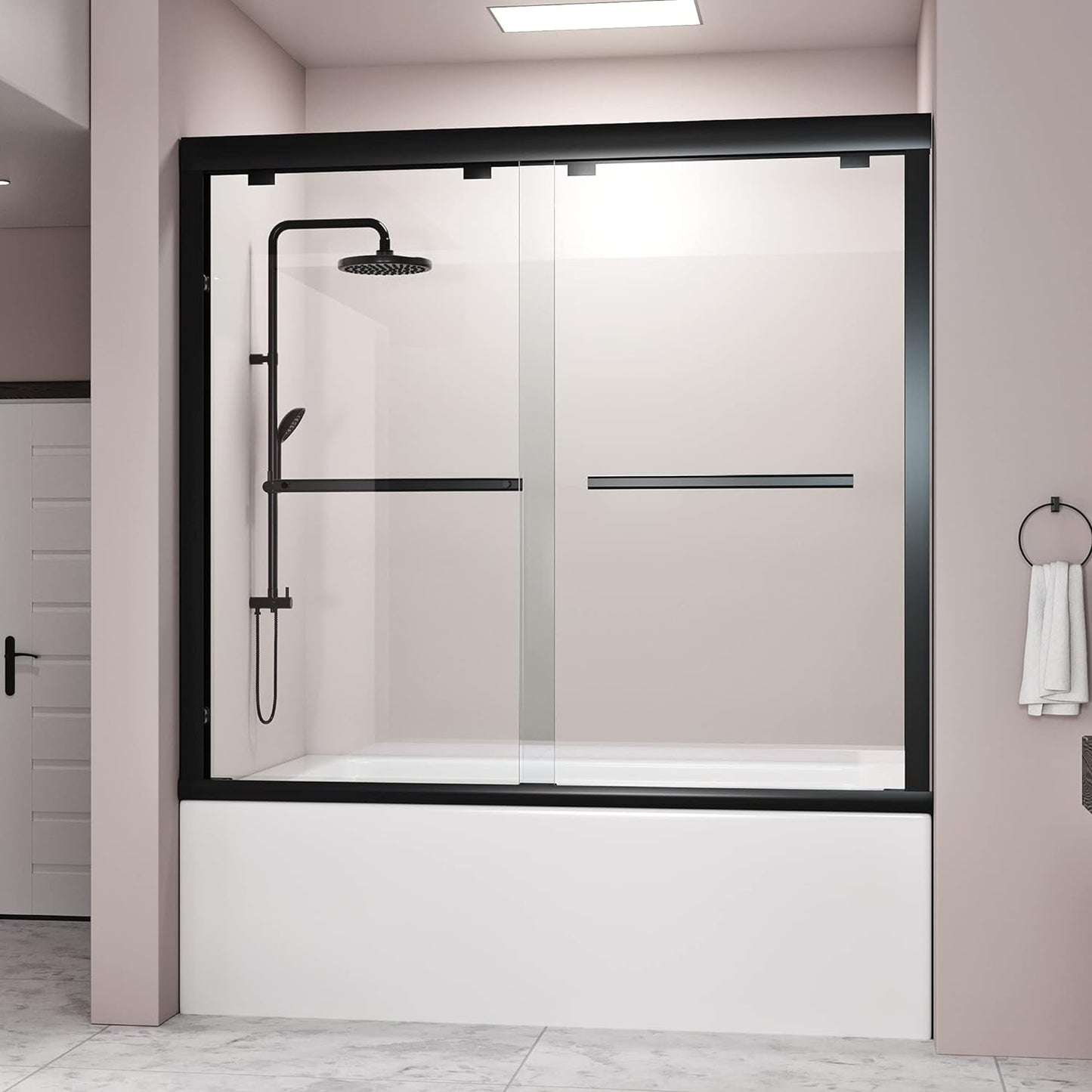 DELAVIN 56-59 in. Semi-Frameless Double Sliding Tub Door Review