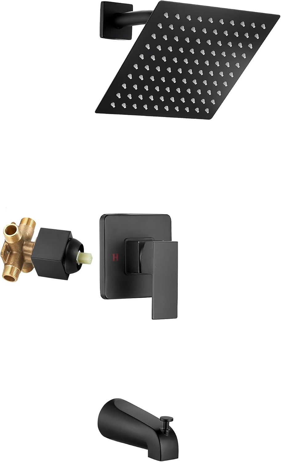 GGStudy Shower Faucet Set with 8-Inch Rainfall Shower Head