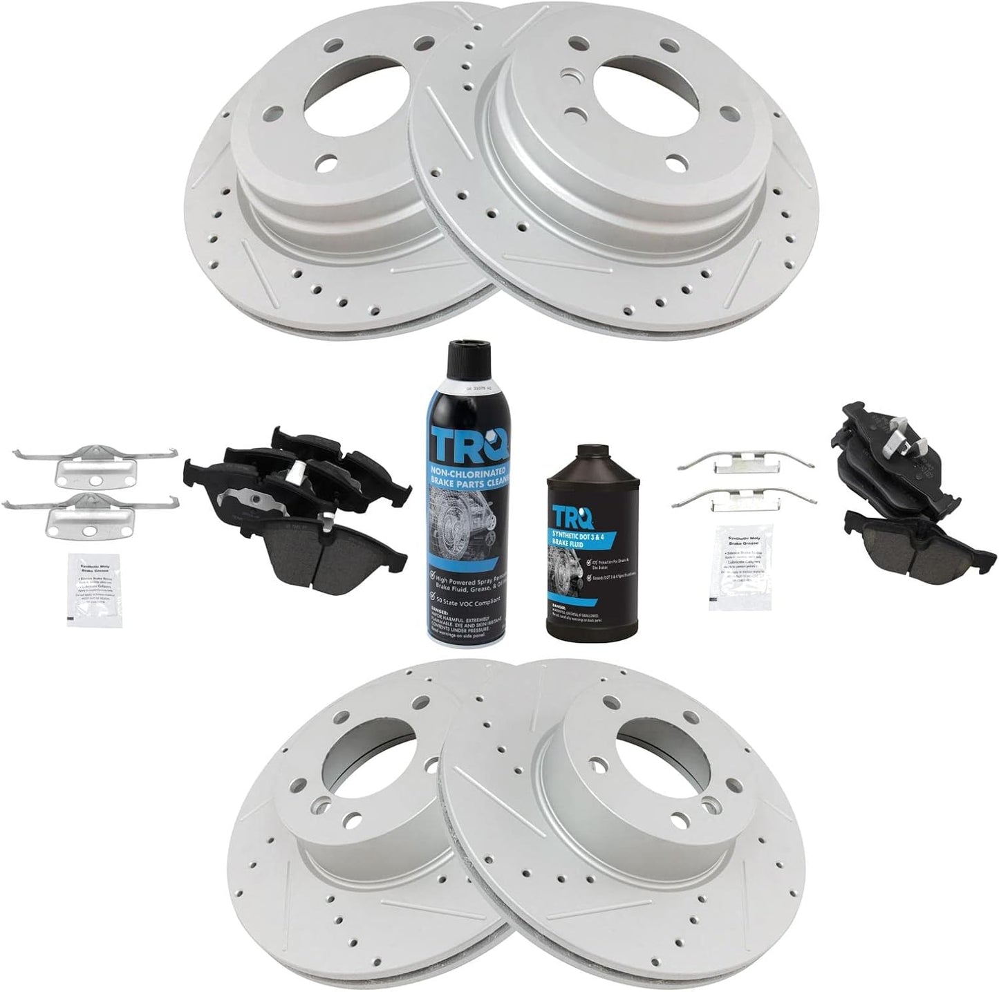 TRQ Front & Rear Brake Pad & Rotor Kit for BMW 328i & X1