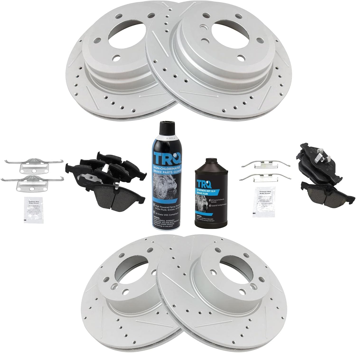 TRQ Front & Rear Brake Pad & Rotor Kit for BMW 328i & X1