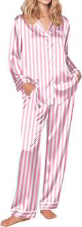 Silk Satin Pajamas Women's Long Sleeve 2-Piece Set - Soft, Comfortable