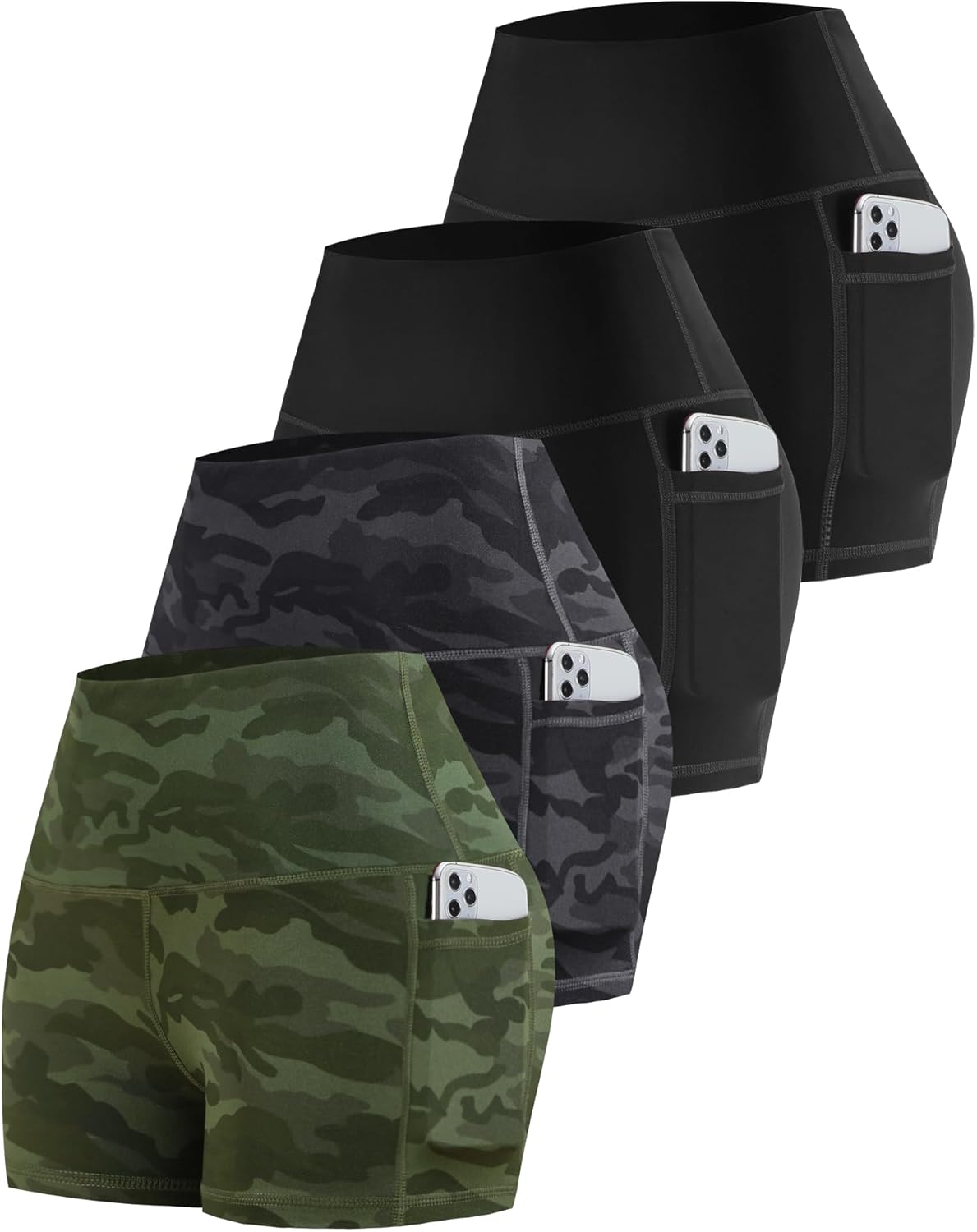 CHRLEISURE Womens Biker Yoga Shorts with Pockets for Comfort