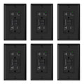 GFCI Outlet 20 Amp Black 6 Pack - Self-Test, Narrow Design
