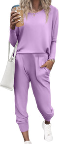 Ekouaer Women's Pajama Set Long Sleeve Joggers - Soft, Lightweight