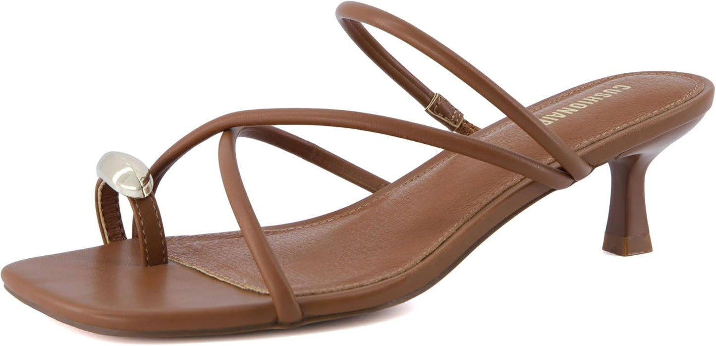 CUSHIONAIRE Maui Strappy Womens Sandals with Kitten Heels