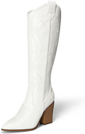 DREAM PAIRS Cowboy Boots for Women with Chunky Heel Design