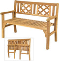 Acacia Wood 4 Ft Foldable Outdoor Bench - Sturdy Garden Loveseat